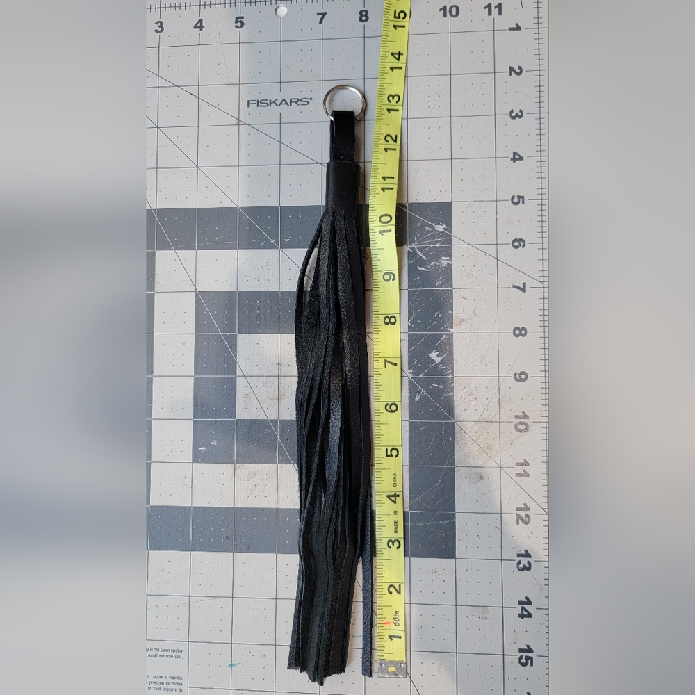 Black Leather Tassel Keychain 12"